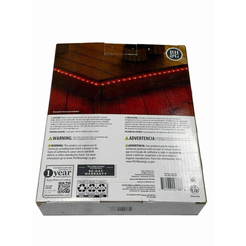 better homes & garden RED led rope lights 16 feet length indoor outdoor